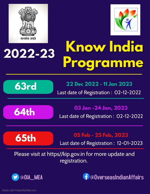 Register for #KIP to visit #india & learn about our rich art & cultural heritage and the strides made by the emerging India. KIP is for Indian diaspora youth to develop closer bonds with contemporary India. For more details, please visit https://kip.gov.in